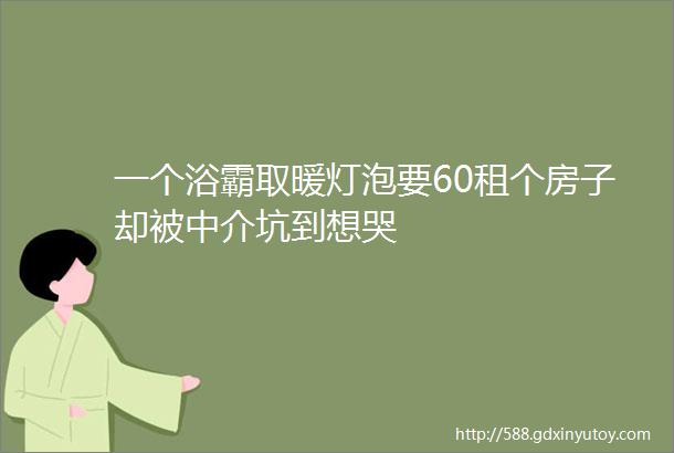 一个浴霸取暖灯泡要60租个房子却被中介坑到想哭